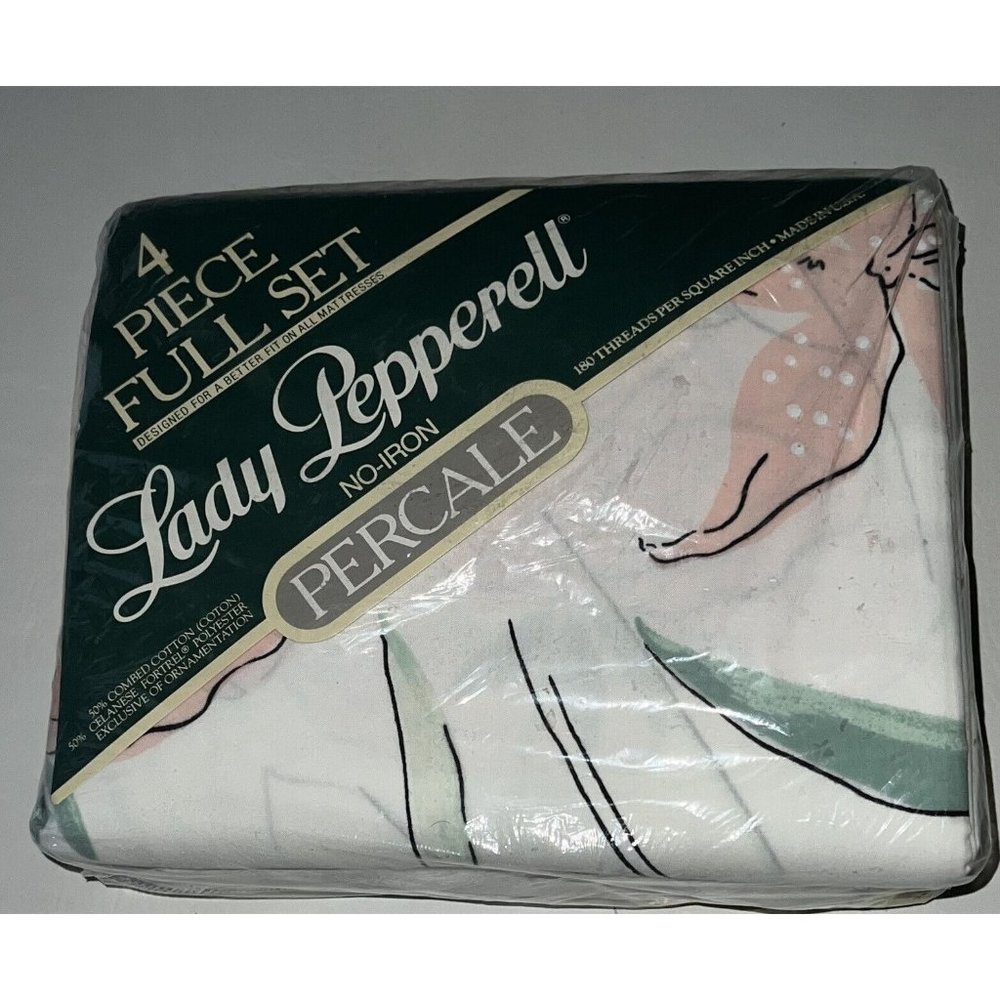 Vintage Lady Pepperell Bellaire Full Flat Sheet Set No Iron Percale 180 Thread